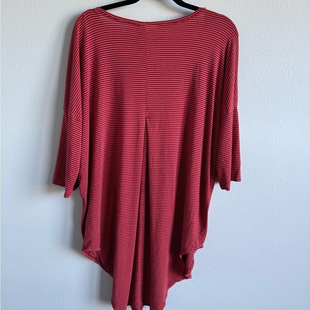 Anthropologie (Floreat) Women's Red + Pink Striped Tunic Lounge Top Size Large
